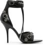 Balenciaga Zwarte leren stiletto sandalen met rits - Thumbnail 1