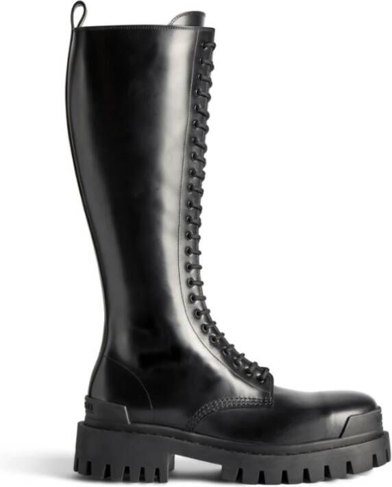 Balenciaga Zwarte Matte Gladleren Hoge Laarzen Black Dames