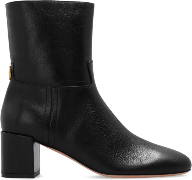 Bally Zwarte Leren Enkellaarzen met Hak Black Dames