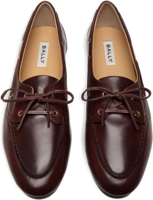 Bally Burgundy Leren Veterschoenen Met Platte Zool