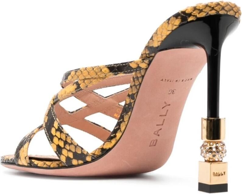 Bally Gele Snakeskin Print Leren Muiltjes - Foto 2