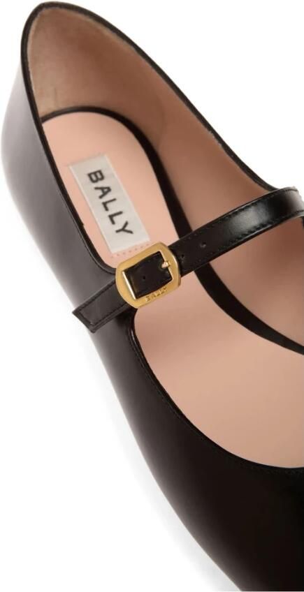 Bally Zwarte Gespband Ronde Neus Platte Schoenen
