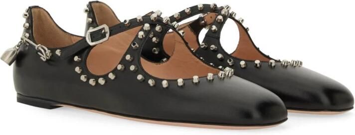 Bally Zwarte leren ballerinaflats met studs