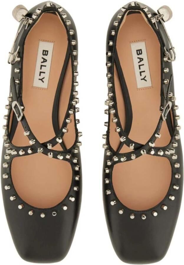 Bally Zwarte leren ballerinaflats met studs - Foto 2
