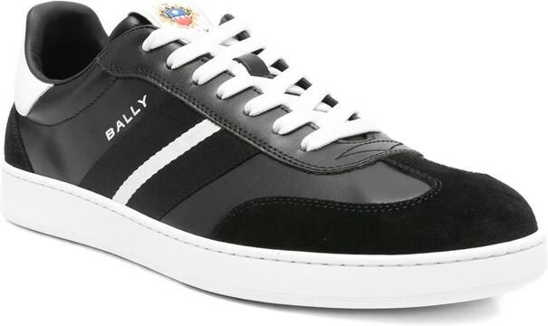 Bally Zwarte leren sneaker met witte streep