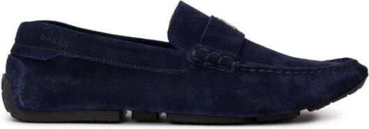 Bally Blauwe Suède Loafers met Logodetail