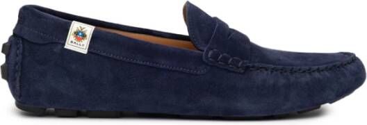 Bally Blauwe Suède Loafers met Ronde Neus
