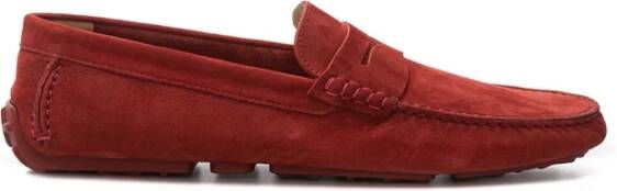 Bally Bordeaux Suede Penny Loafer Red Heren