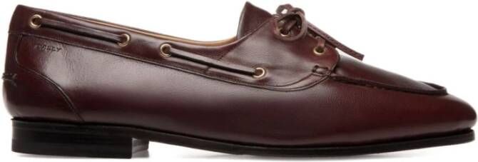 Bally Burgundy Leren Veterschoenen Met Platte Zool - Foto 2