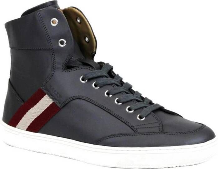 Bally Donkergrijze Leren Hi Top Sneaker