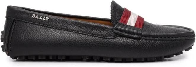 Bally Gegrainde Mocassins Loafers in Zwart Leer