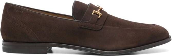 Bally Koffiebruin Leren Gestapelde Hak Schoenen
