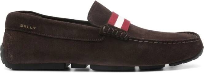Bally Koffiebruine platte rubberen zool schoenen