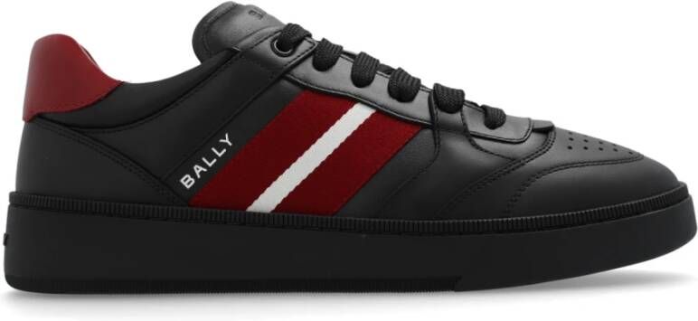 Bally Leren lage sneakers met contrasterende hiel Black Heren Schoenen