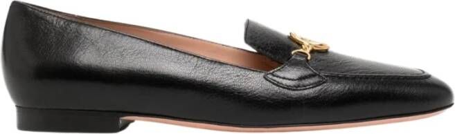 Bally Zwarte leren loafers met logo versiering Black Dames