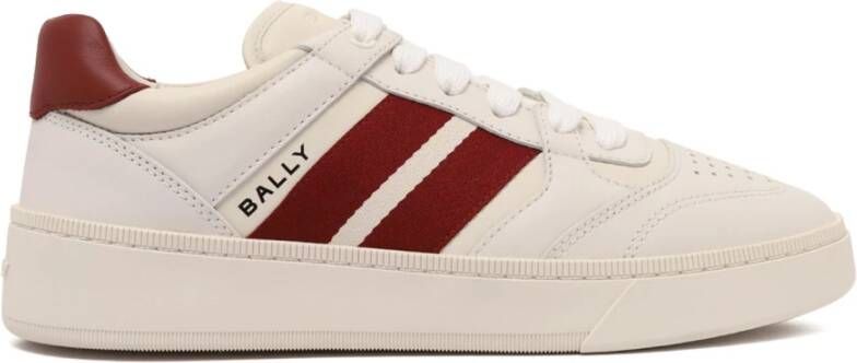 Bally Roomwit Donkerrode Leren Sneakers