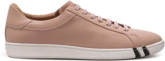 Bally Roze Gehamerd Leren Lage Sneakers Pink Dames