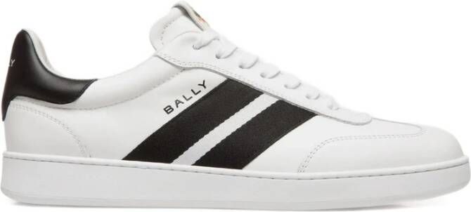 Bally Witte Leren Sneakers met Zwarte Strepen