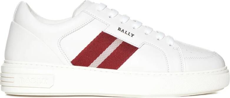 Bally Witte Leren Zijstreep Sneakers White Heren