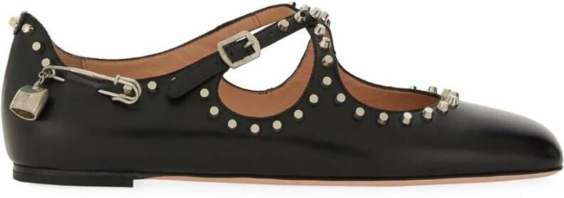 Bally Zwarte leren ballerinaflats met studs