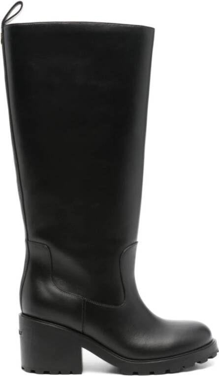 Bally Zwarte Leren Enkellaarzen Black Dames