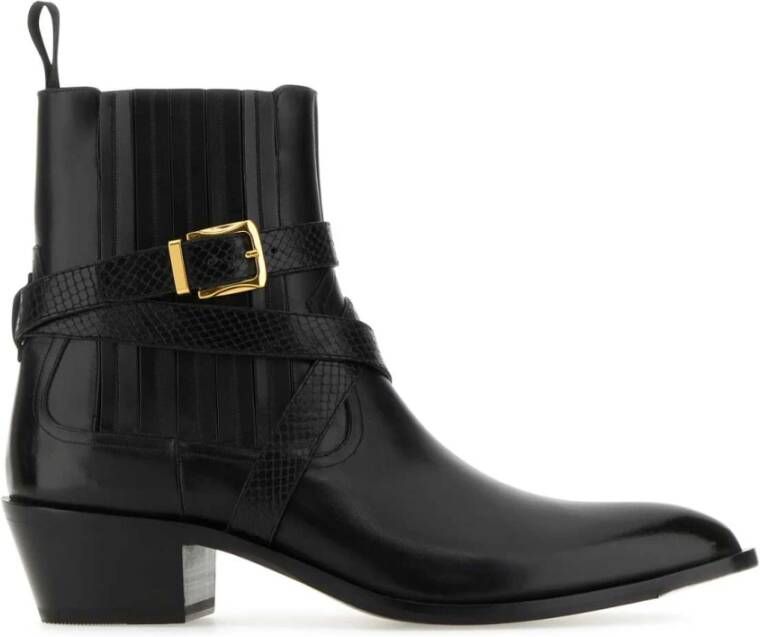 Bally Zwarte Leren Enkellaarzen Black Heren