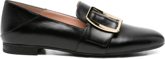 Bally Zwarte Leren Instap Platte Schoenen