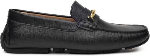 Bally Zwarte leren loafers met gouden plaat