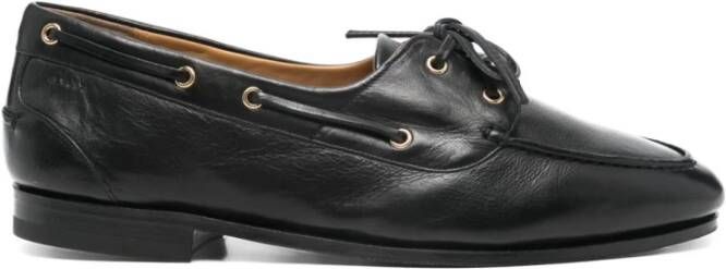 Bally Zwarte Leren Platte Schoenen