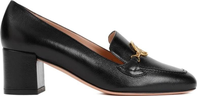 Bally Zwarte Loafers met Gouden Logo Plaque Black Dames