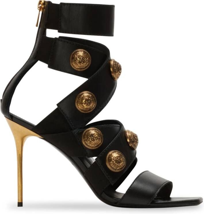 Balmain Alma leather sandals Zwart Dames