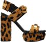 Balmain Ava leopard print leather platform sandals Bruin Dames - Thumbnail 1