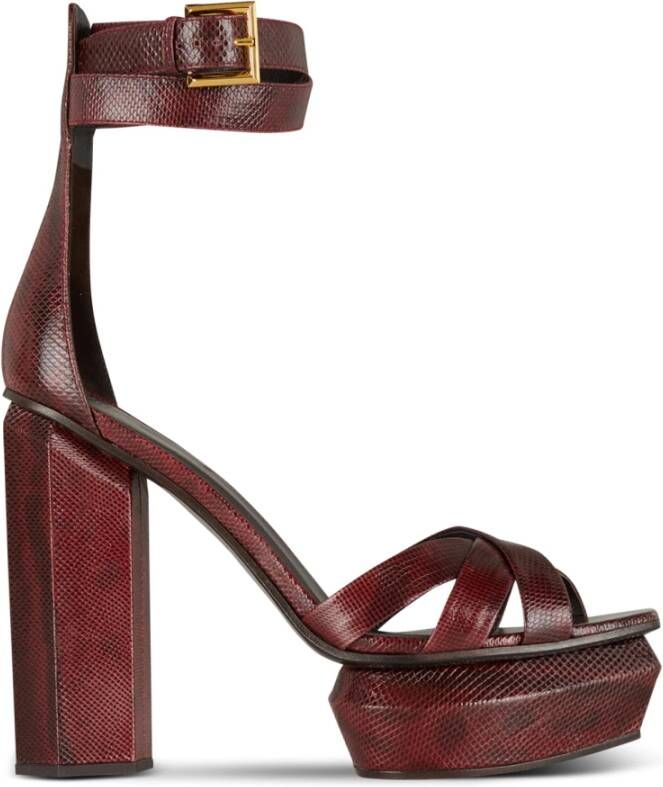 Balmain Ava Karung leather platform sandals Rood Dames