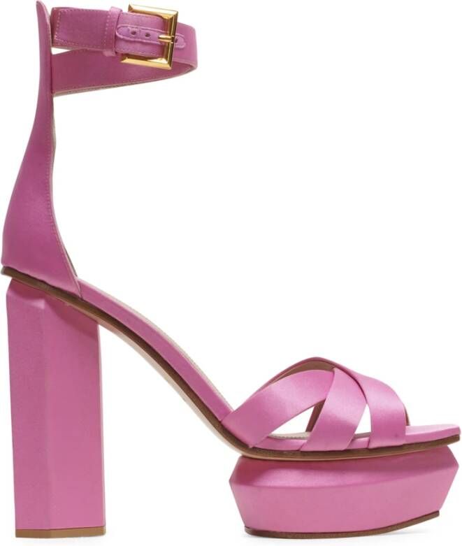 Balmain Ava satijnen platform sandalen Pink Dames