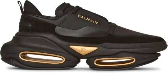 Balmain B-Bold sneakers van leer en suède Black Heren