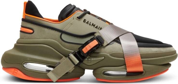 Balmain B-Bold trainers in leather suede and neoprene Groen Heren