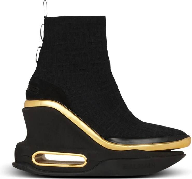 Balmain B-Bold gebreide sleehaksneakers met monogram Black Dames