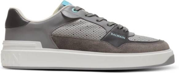 Balmain B-Court Flip geperforeerde leren trainers Gray Heren