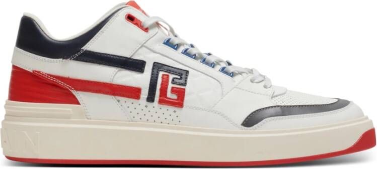 Balmain B-Court mid-top leren sneakers White Heren