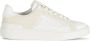 Balmain B-Court gemonogrammeerde nylon en leren trainers White Dames - Thumbnail 1