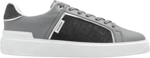 Balmain B-Court trainers in perforated monogrammed leather Grijs Heren