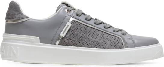 Balmain B-Court trainers in perforated monogrammed leather Grijs Heren