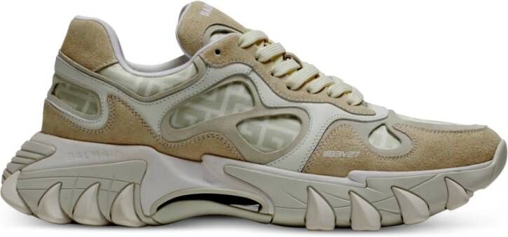 Balmain Low-Top Sneakers Trainers Combining Suede And Nylon With Sole in wit