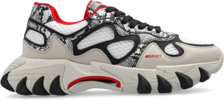 Balmain B-East mesh en slangenleer-effect leren sneakers Multicolor Heren - Foto 1