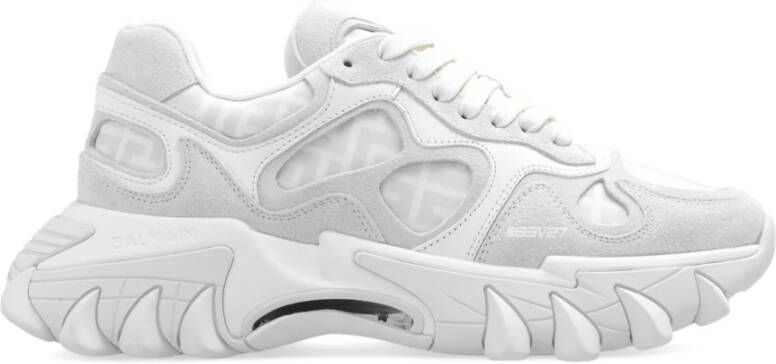 Balmain Low-Top Sneakers Trainers Combining Suede And Nylon With Sole in wit