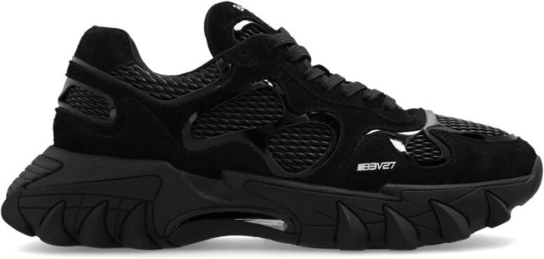 Balmain Zwarte Sneakers met Contrasterend Logo Borduursel Zwart Heren