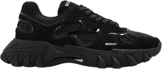 Balmain Zwarte Sneakers met Contrasterend Logo Borduursel Black Heren