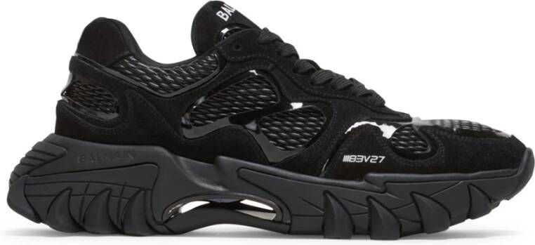 Balmain Zwarte Sneakers met Contrasterend Logo Borduursel Black Heren