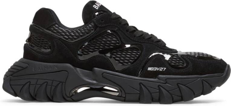 Balmain Zwarte Sneakers met Contrasterend Logo Borduursel Black Heren