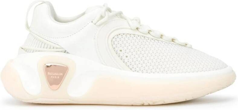 Balmain Witte Sneakers met Mesh Panelen White